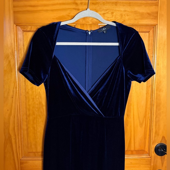 Lulus Navy Blue Velvet Eternal Elegance Short Sleeve Maxi Dress Size Large - Picture 5 of 7